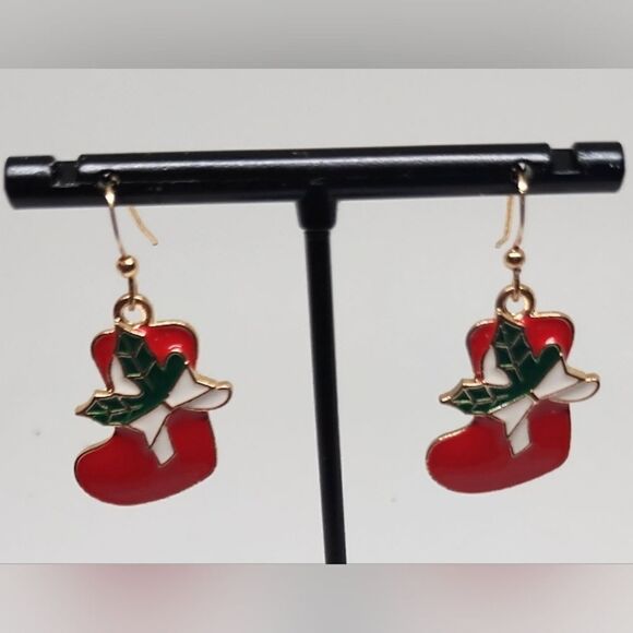 Christmas earrings Boot dangle new e72 - Picture 1 of 1